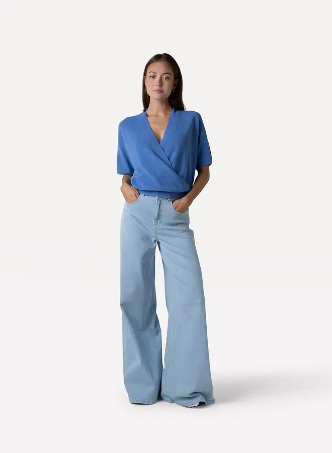 Moore denim wide pants | Stone denim blue