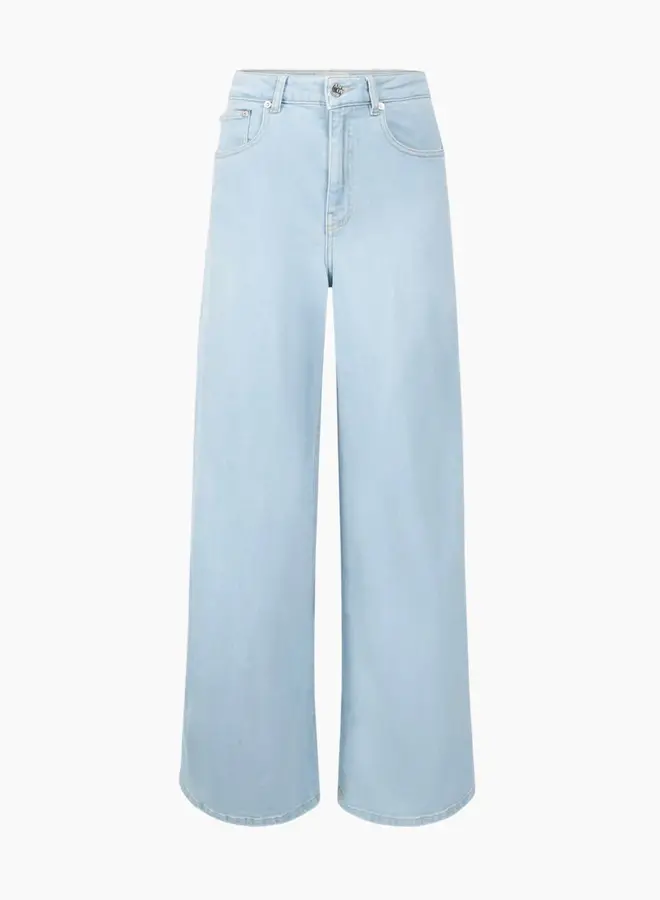 Moore denim wide pants | Stone denim blue
