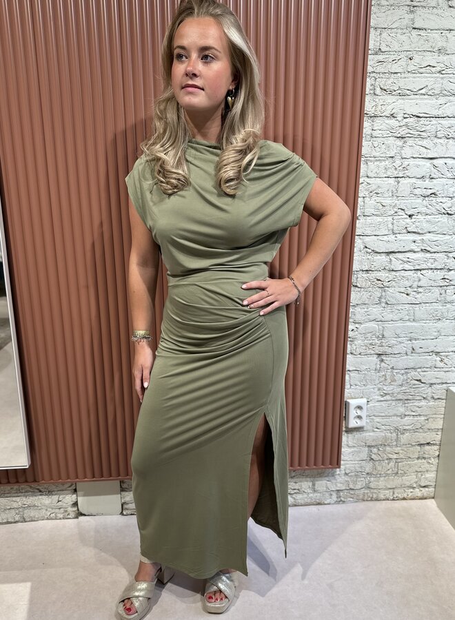 Jett off-shoulder jersey dress | Olive Glow