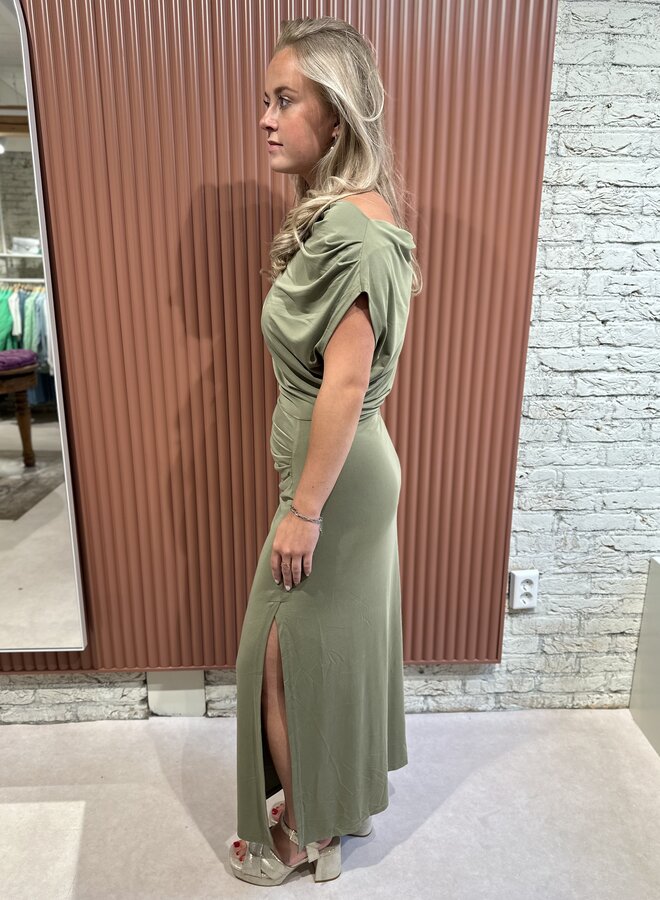 Jett off-shoulder jersey dress | Olive Glow