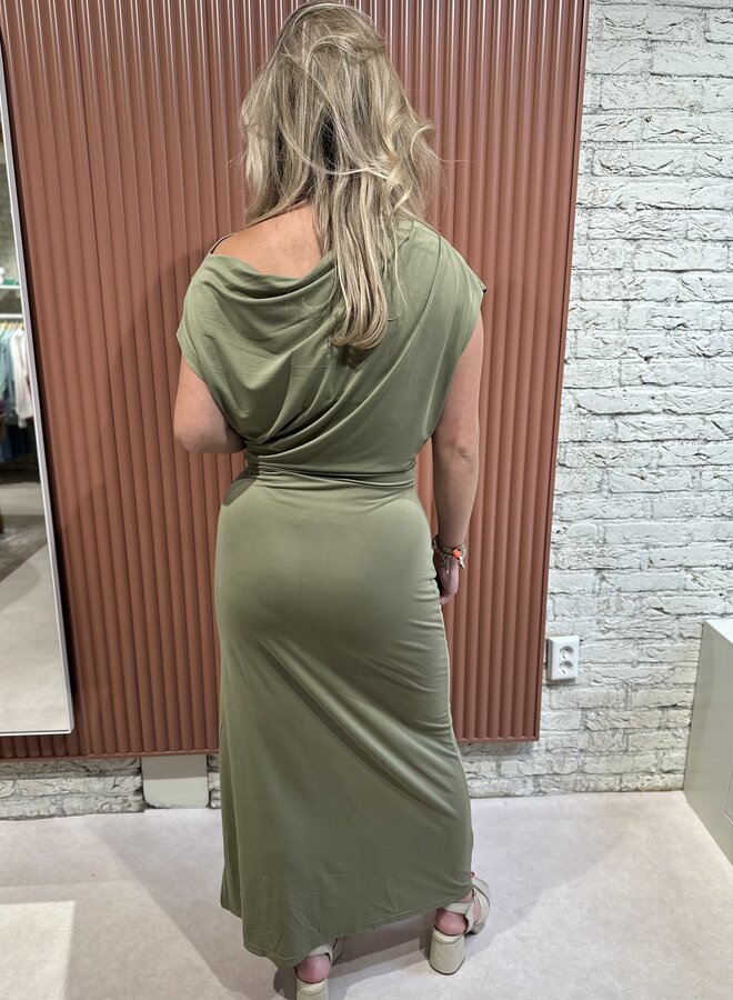 Jett off-shoulder jersey dress | Olive Glow