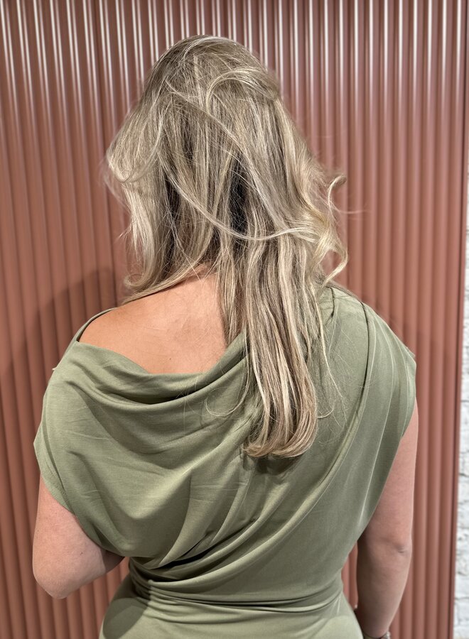 Jett off-shoulder jersey dress | Olive Glow