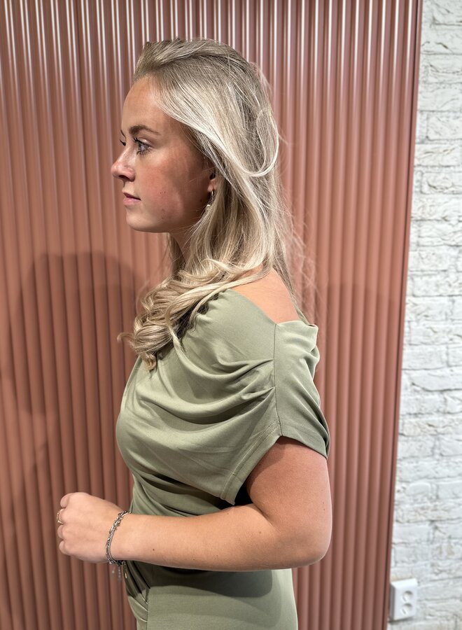 Jett off-shoulder jersey dress | Olive Glow