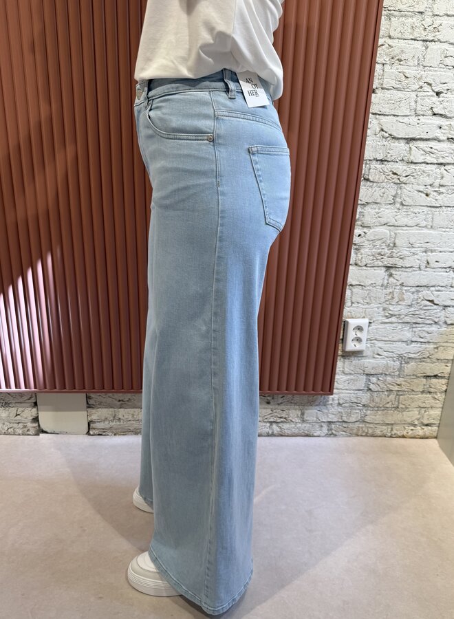 Moore denim wide pants | Stone denim blue