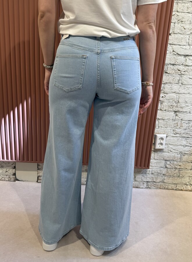 Moore denim wide pants | Stone denim blue