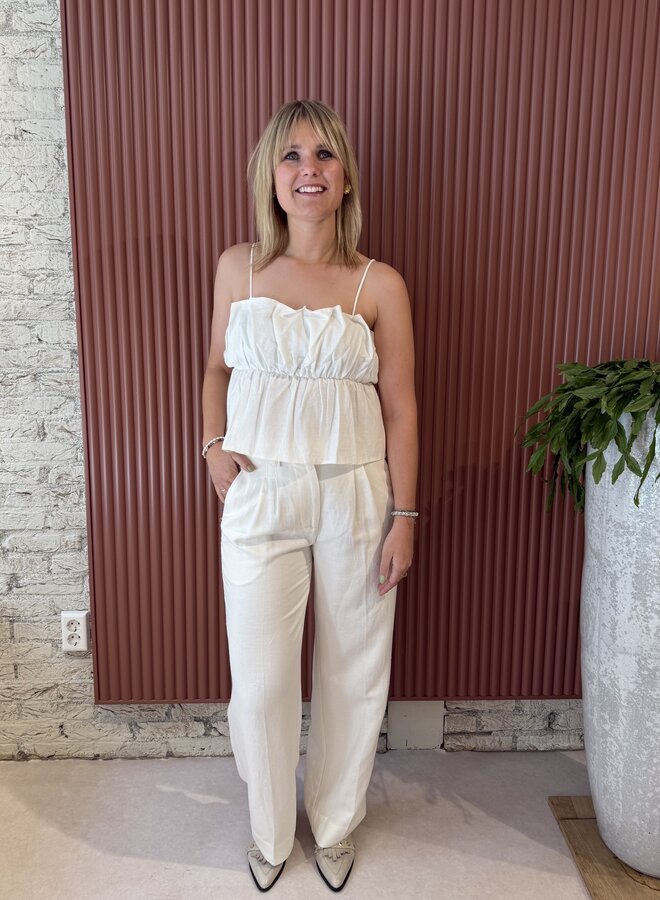 Lino Trousers | White Alyssum