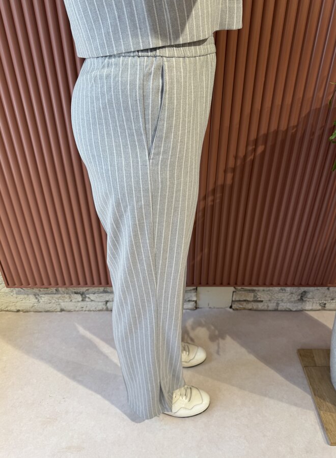 Pinstripe Pants | Light Grey Melange