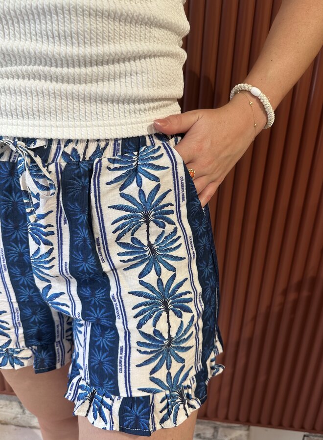 Sensa Palm Ruffle Short | Bright Blue