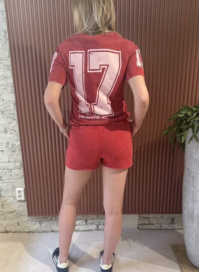 Uni Logo Acid Wash Sweat Short | Racing Red