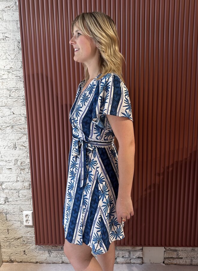 Nova Palm Real Wrap Mini Dress SS | Bright Blue