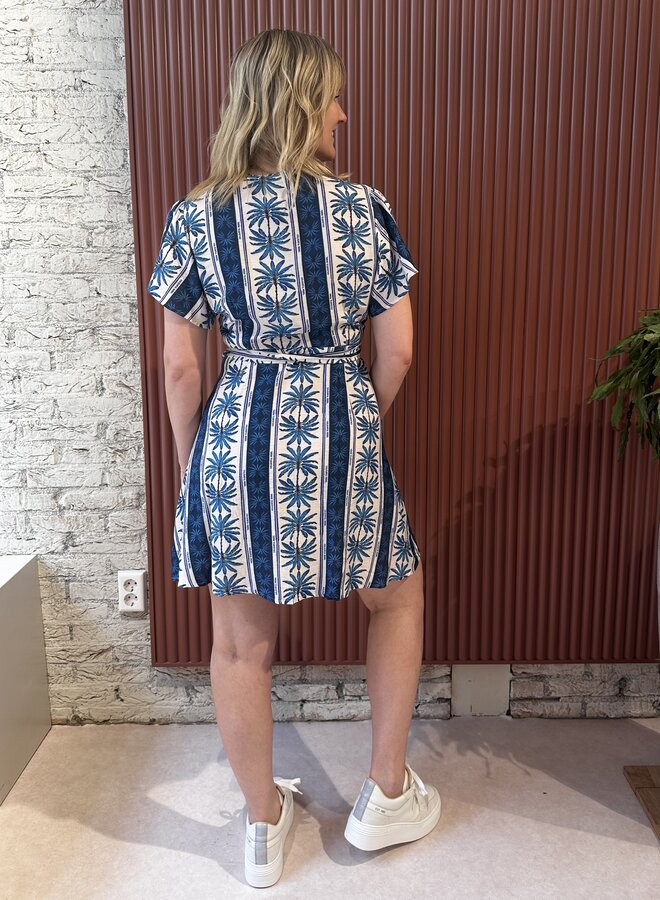 Nova Palm Real Wrap Mini Dress SS | Bright Blue