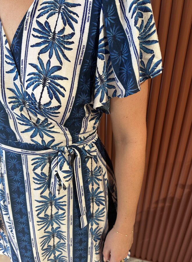 Nova Palm Real Wrap Mini Dress SS | Bright Blue