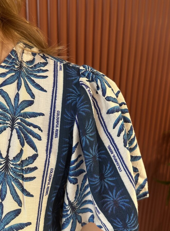 Nova Palm Real Wrap Mini Dress SS | Bright Blue