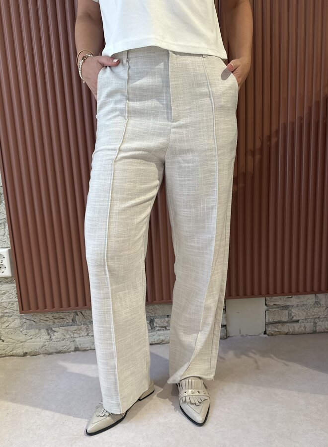 Rus Structure Pintuck Straight Pants | Beige