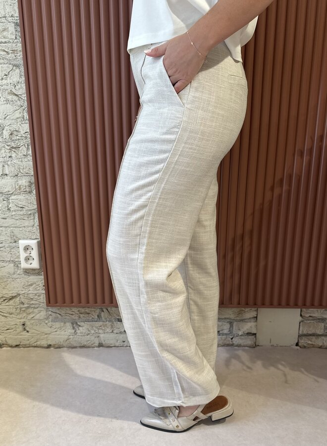 Rus Structure Pintuck Straight Pants | Beige