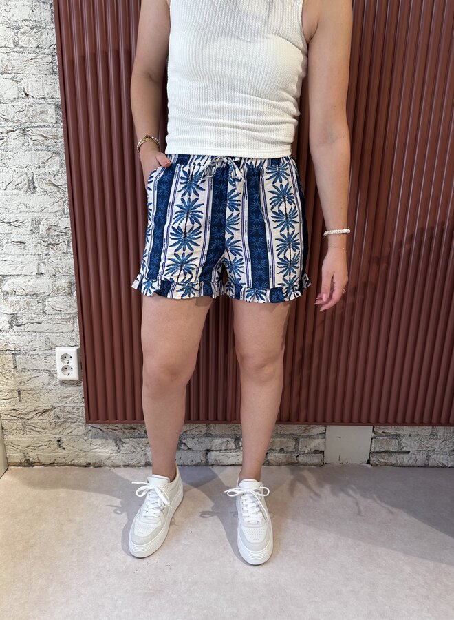 Sensa Palm Ruffle Short | Bright Blue