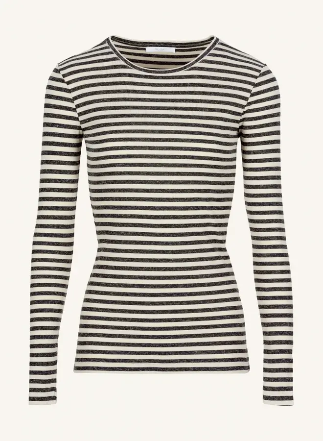 Basic ls stripe top | Chalk