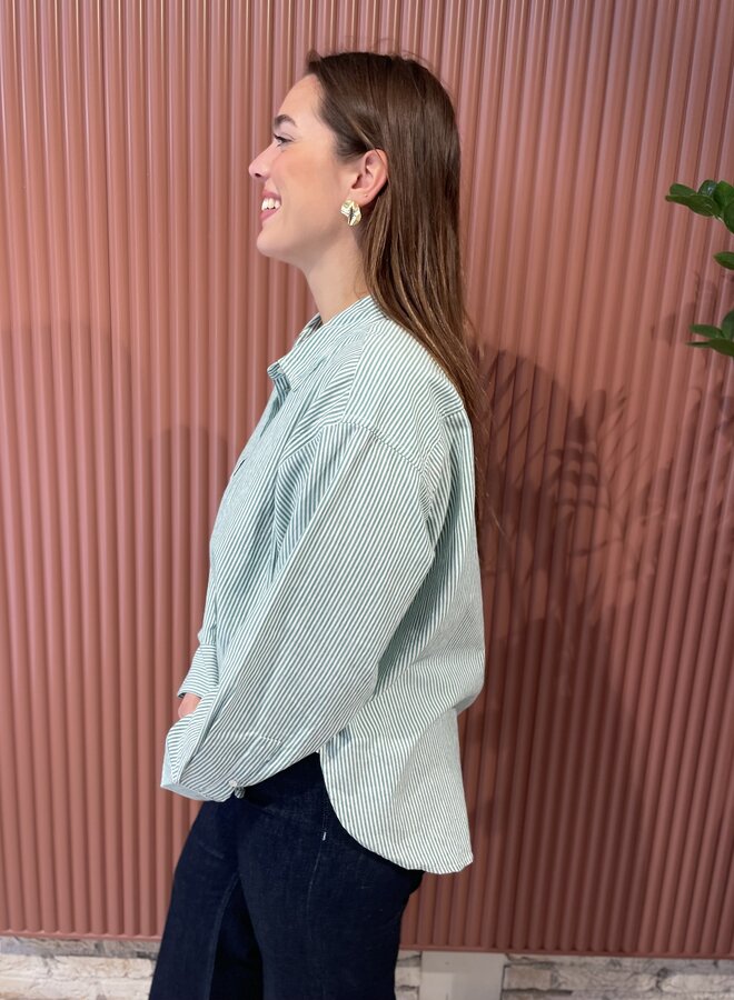 Flo stripe blouse | Forest pinstripe