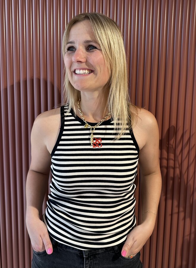 Monogram Stripe Tanktop | Black/Cream