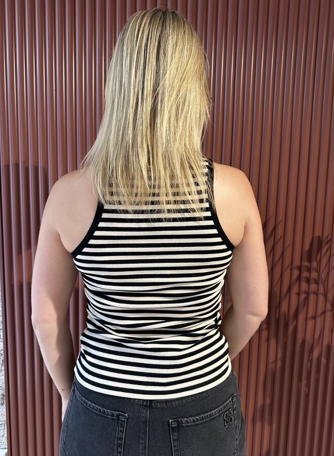 Monogram Stripe Tanktop | Black/Cream