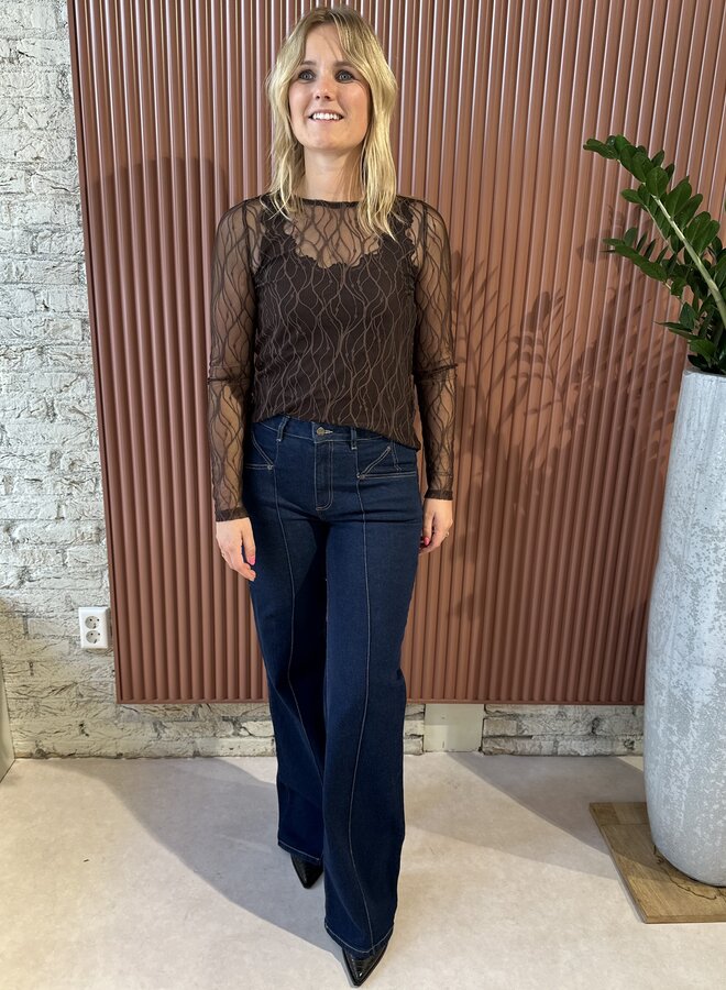 Mercy Mesh O-Blouse | Dark Brown