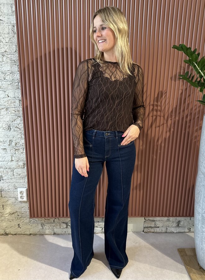 Mercy Mesh O-Blouse | Dark Brown