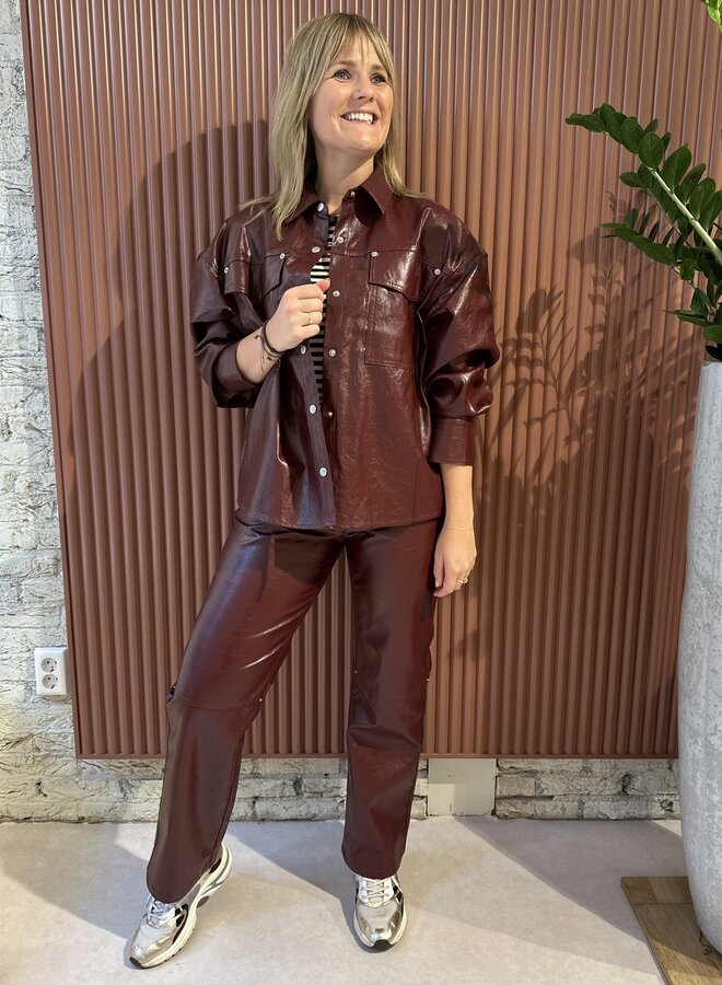 Faux Leather Pants | Bordeaux