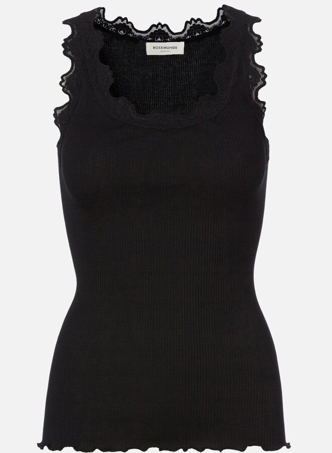 Babette Silk Top U-Neck | Black