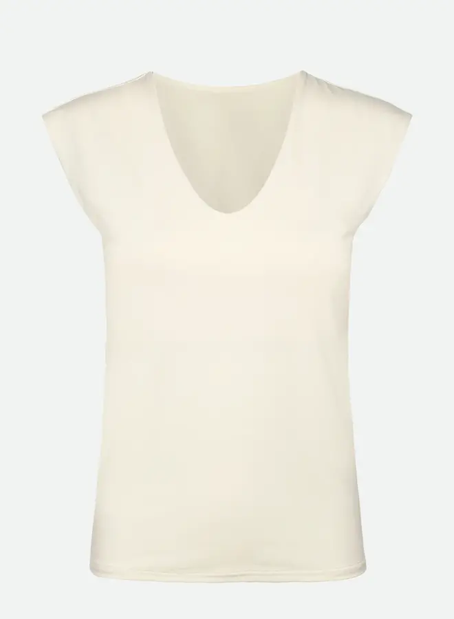 Billie Capsleeve V-Neck top - Ivory
