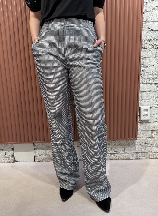 Aremi metallic straight leg pants | Silver