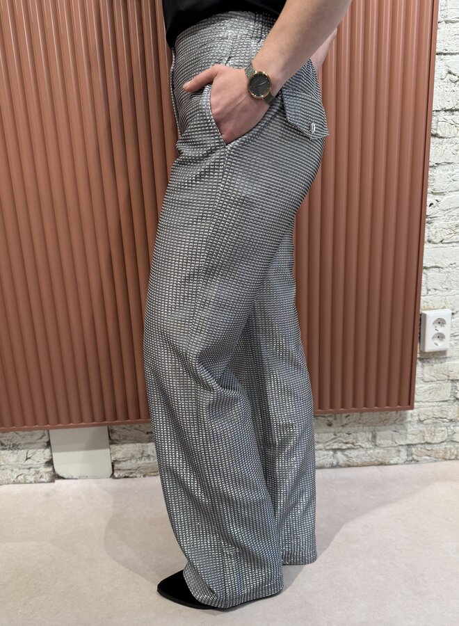 Aremi metallic straight leg pants | Silver