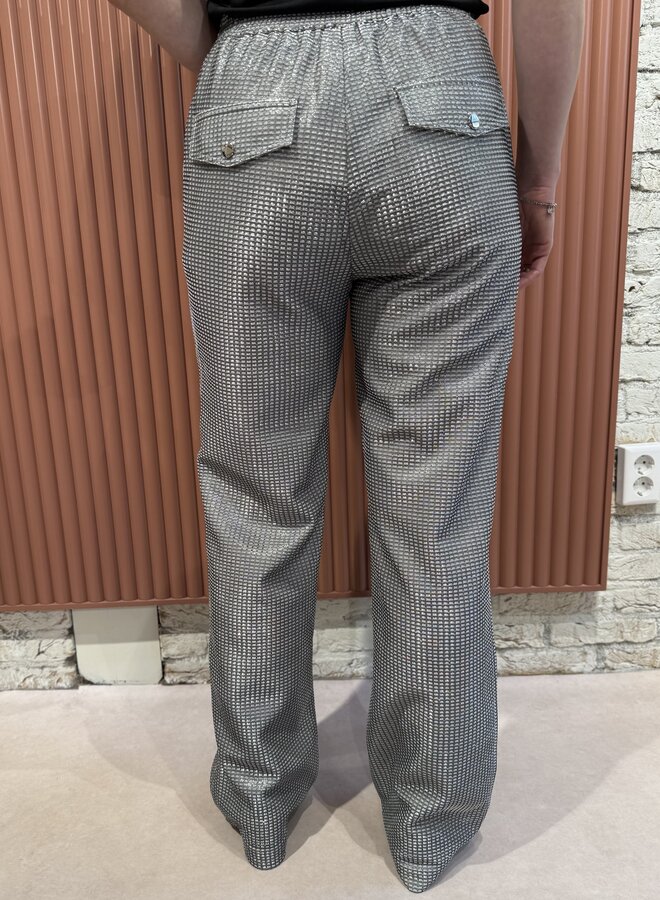 Aremi metallic straight leg pants | Silver