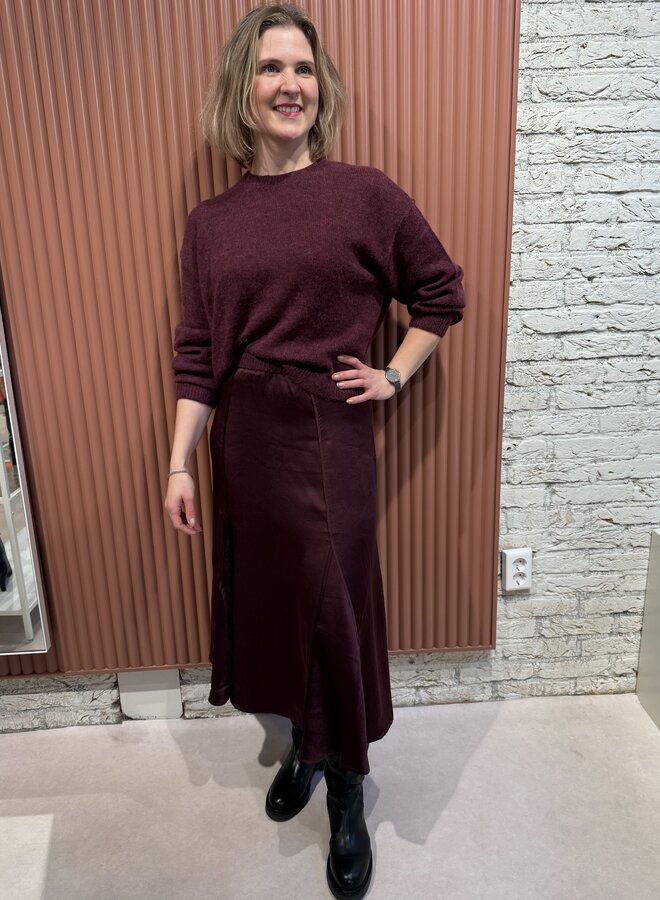 Mirage flowly satin skirt | Mulberry Red