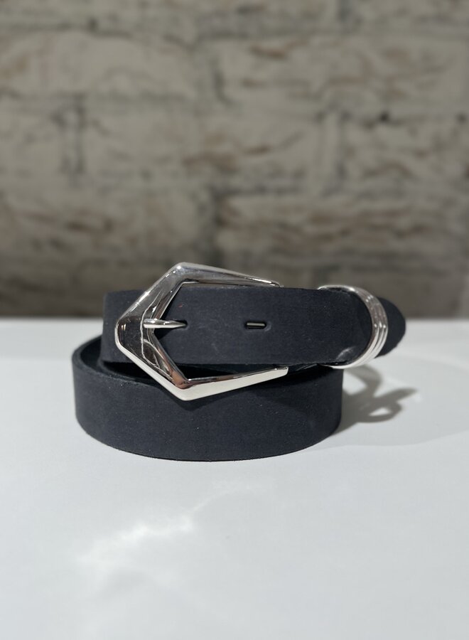 Suede belt women - Black Silver Suede