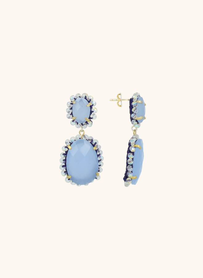 Pendant earring Double | M | Crystal Blue
