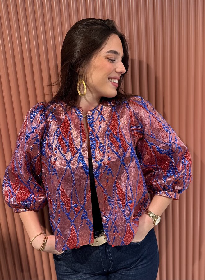 Mauri Jacuard Blouse | Coral