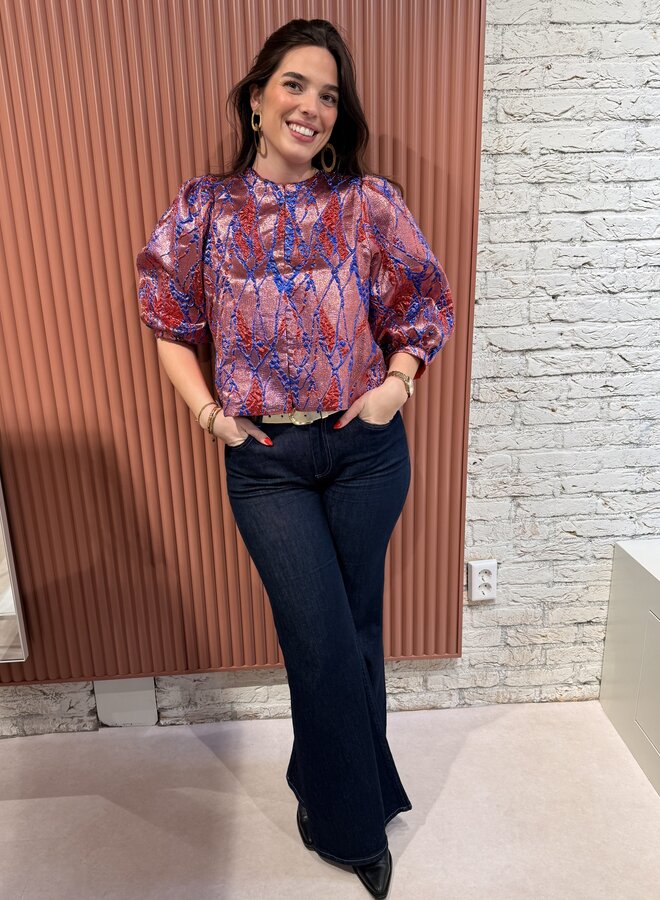 Mauri Jacuard Blouse | Coral