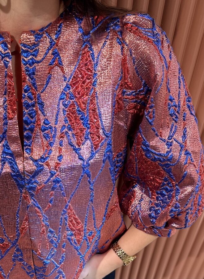 Mauri Jacuard Blouse | Coral