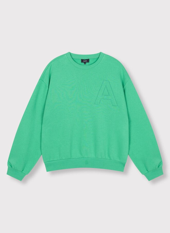 Embroidered A sweater | Bright green