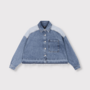 Mix denim blouse | Light blue denim