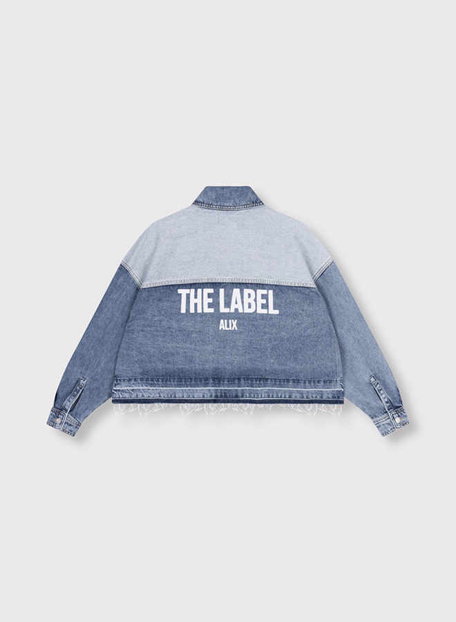 Mix denim blouse | Light blue denim