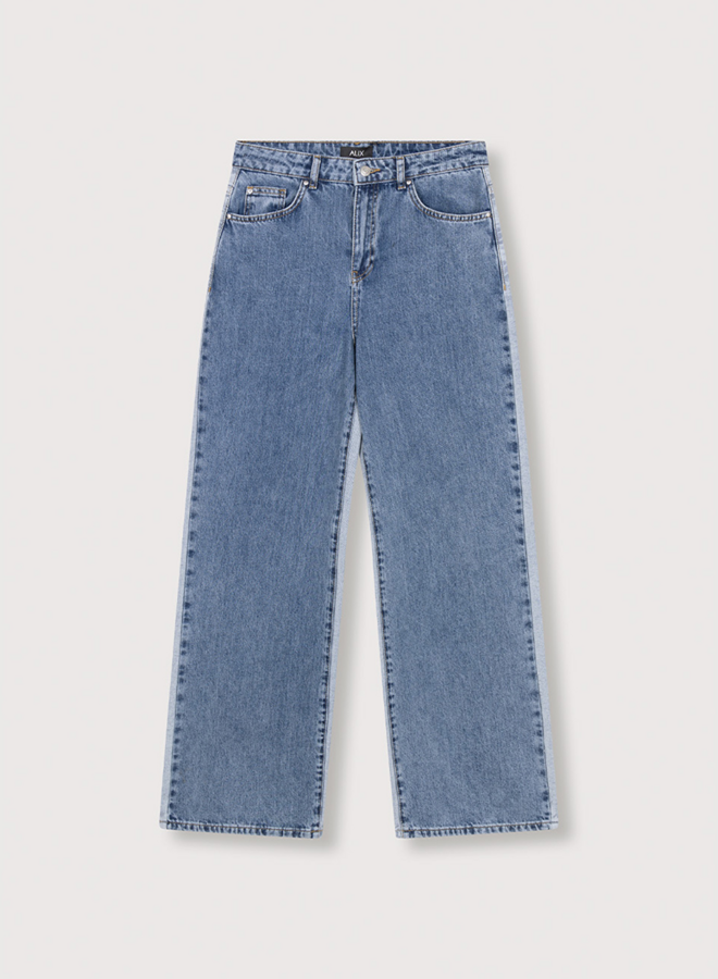 Mix denim pants | Light blue denim