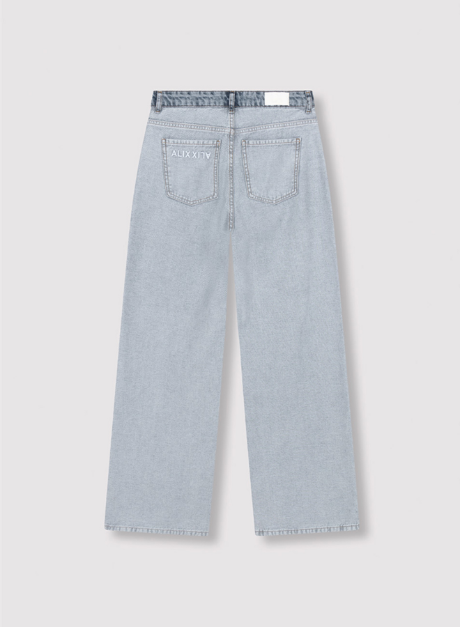 Mix denim pants | Light blue denim