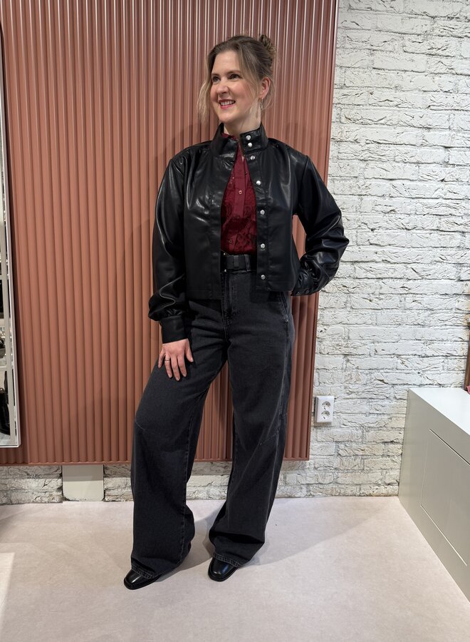 Faux leather jacket | Black