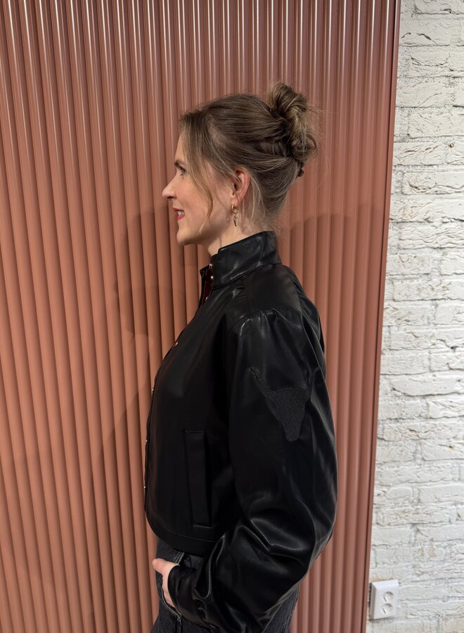 Faux leather jacket | Black