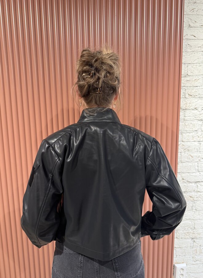 Faux leather jacket | Black
