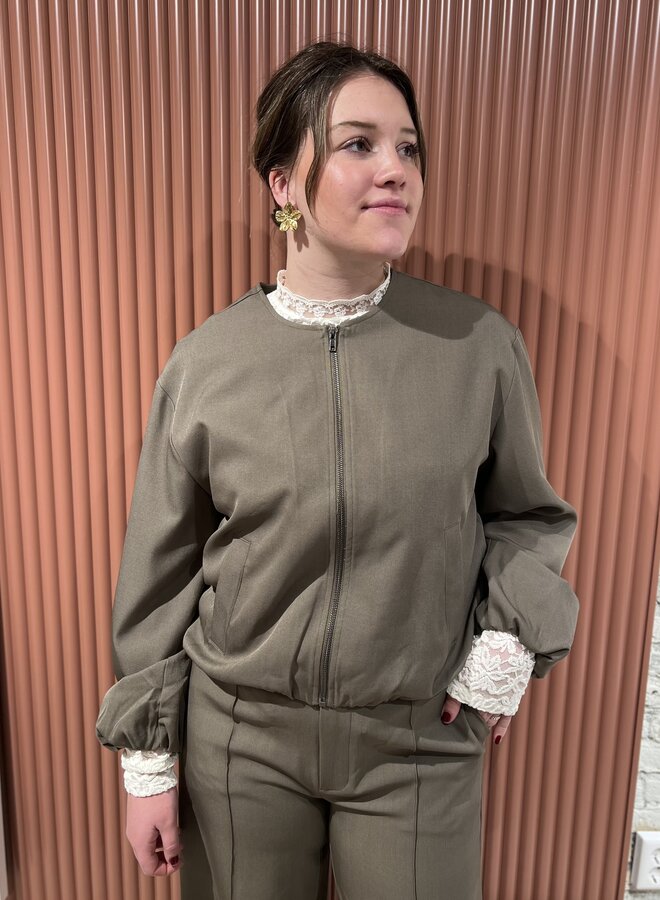 Luna Balloon Zip Jacket | Walnut