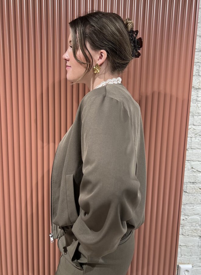 Luna Balloon Zip Jacket | Walnut