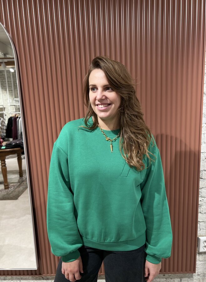 Embroidered A sweater | Bright green