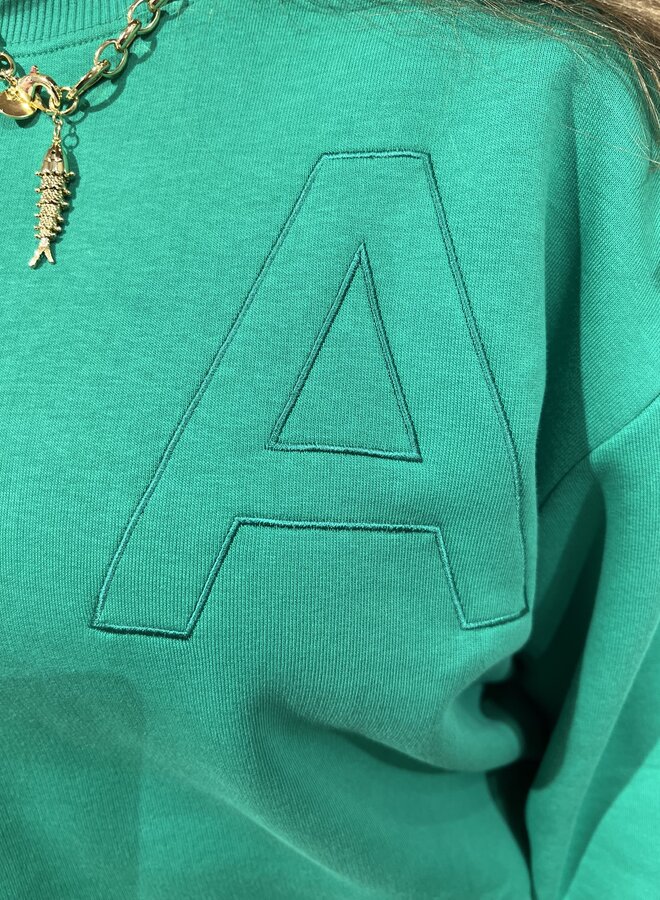 Embroidered A sweater | Bright green